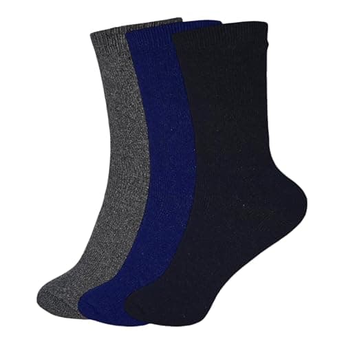 Image of ShopMCR Kids Thermal Walking Socks Girls Boys Teen Winter Thermal Cosy Ski Hiking Warm Thick Cushion Boot Socks 4 yrs to 14 yrs (9-12, Plain 3Pairs)