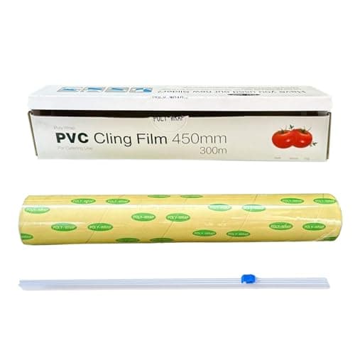 Image of Tezraftaar® 12 x PVC Cling Film 450mm x 300m 18" Clear Catering Kitchen Cling Film Food Wrap Roll with Sharp Cutting Edge for Keep Food Fresh Long Time