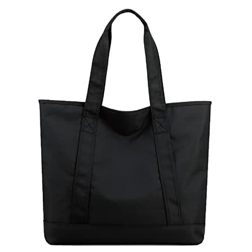 Image of MAYMOONER Black Tote Bag for Women,Large Capacity Nylon Handbag with Zipper,Casual Shoulder Bag for Work School