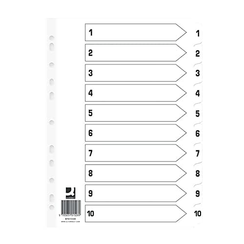 Image of Q Connect Index 1-10 Board Reinforced White (25 Pack)