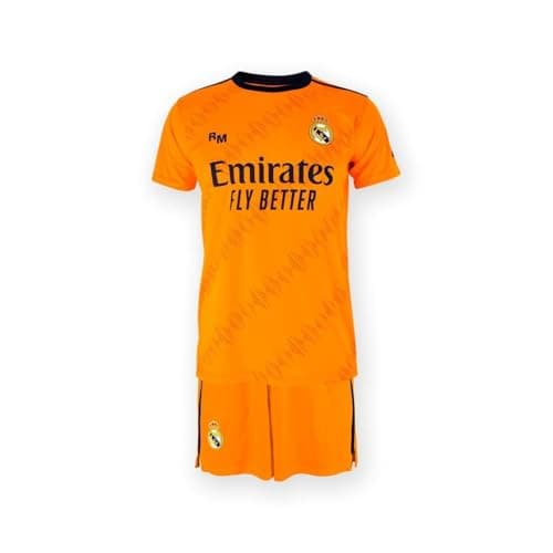 Image of Real Madrid kids outerwear - Size 116-164 - Season 2024/2025 - Real Madrid Away Kids Football Shirt - Official Real Madrid Set, orange( ), 140