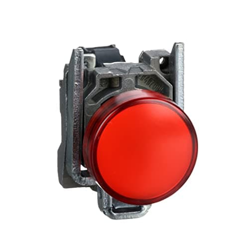 Image of Schneider Electric Harmony XB4 - Pilot Indicator Light, Metal, Plain Lens, Integral LED, Industrial Control, 24 V AC/DC, XB4BVB4, Red