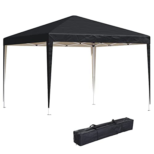 Image of Outsunny 3 x 3M Garden Pop Up Gazebo Height Adjustable Marquee Party Tent Wedding Canopy with Carrying Bag, Black