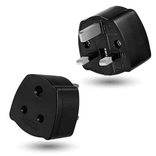 Image of 2-PACK Indian to UK Plug Adapter,SHUOMAO 3 Pin Indian to UK Plug Adaptor,India/Pakistan/Sri Lanka to UK Converter Plug Travel Adaptor with 5A Fuse,for Type D Appliance,Black