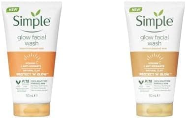 Image of Simple Protect 'N' Glow Express Glow Clay Polish Cleanser leaves skin naturally glowing for expert facial skin care 150 ml (Pack of 2)
