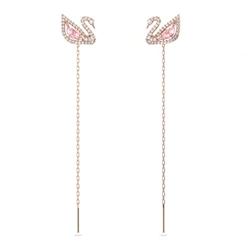 Image of Swarovski Women's Dangle and Drop Earrings, Rose Gold Tone Plated, Zirconia, Pink, One Size