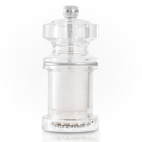 Image of Cole & Mason 675 Salt Mill, Adjustable Ceramic Grinding Mechanism, Salt Grinder for Seasoning/Cooking, Acrylic, 118mm, Lifetime Mechanism Guarantee