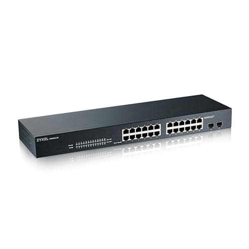 Image of Zyxel 24-Port Gigabit Switch | Smart Managed | Rackmount | Fanless | VLAN, IGMP, QoS | Network Ethernet Hub [GS1900-24]
