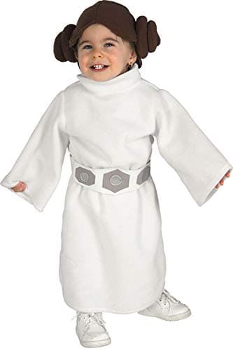 Image of Rubie's Official Disney Baby Princess Leia Fancy Dress Toddler Star Wars Child Girls Costume, Brown, White, Toddler 1 - 2 Years
