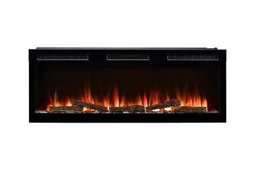 Image of Dimplex Sense Optiflame Media Wall Fire, Black Wall Mount, Recess, Built-In Electric Fireplace, with 13 Colour Themes, 3 heat settings, Remote & Wi-Fi Controls, 50"/ 127.9cm