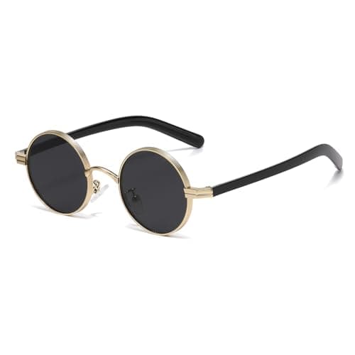 Image of LJCZKA Retro Round Sunglasses for Women Men, Small Round Sunglasses Metal Frame Vintage Circular Shades with UV400 Protection