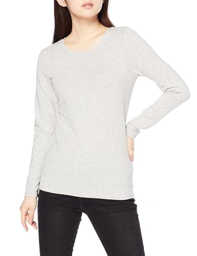 Image of Amazon Essentials Women's Regular-Fit Long-Sleeve Crewneck T-Shirt (Available in Plus Size), Light Grey Heather, M