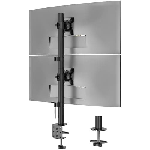 Image of BONTEC Dual Monitor Stand, Vertical Arm for 13-34 Inch Screens, Supports Up to 10kg, Full Motion Adjustability, Desk Mount with Dual Installation Options, VESA Compatible, Cable Management Included