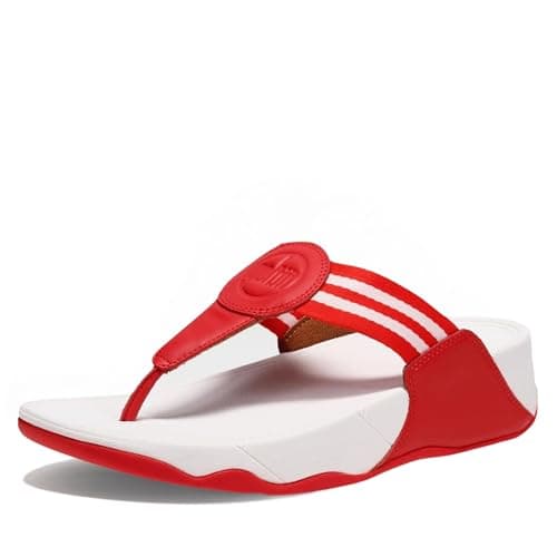 Image of Fitflop Walkstar Toe Post Sandals, Women's Slippers, red, 5 UK