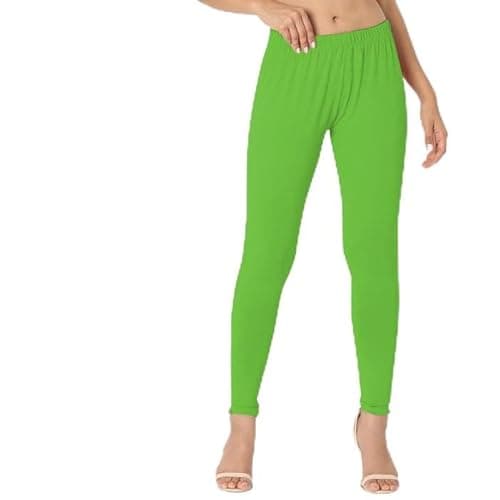 Image of BODYWEAR LTD Womens Leggings Plain Stretchy Soft Leggings with Elasticated Waist Comfortable Plain Bottoms for Sports, Exercise, Active, Casual Wear Jet Green, M-L
