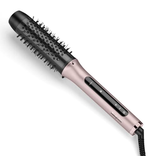 Image of BaByliss Volume Boost Thermal Hot Brush - NEW 2025, 38mm Barrel Heated Curling Brush, Ionic Frizz-Control, 4 Heat Settings, Multi-Voltage, Pink/Black, HSB200U