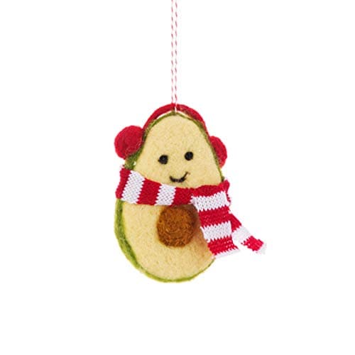 Image of FloristryWarehouse Felt Avocado Hanging Christmas Decoration 10cm/4 Inch Plus Hanger
