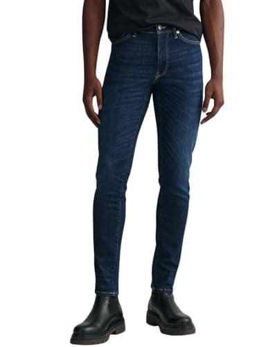 Image of GANT Men's Extra Slim Active Recover Jeans, Dark Blue Worn in, 36 W/32 L