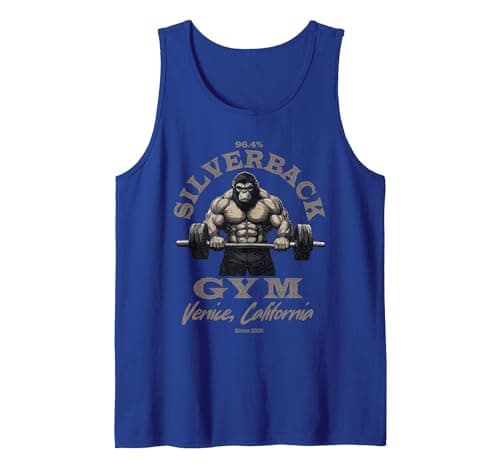 Image of 96.4% Silverback Gorilla, Gym Apparel, Body Building, Strong Tank Top, Men, Royal Blue, Small