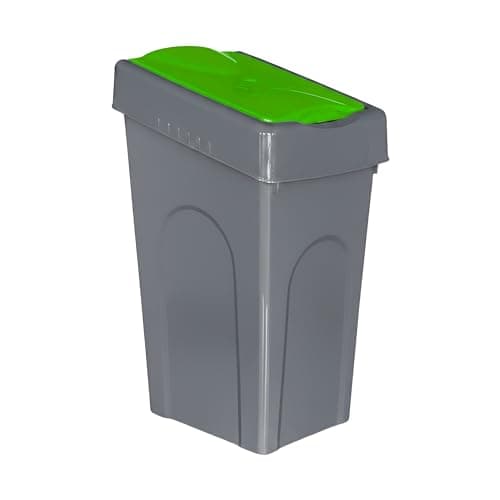 Image of Optimal Products 50L Plastic Recycling Bin Rubbish Dustbin Kitchen Garden Recycle Waste Bin With Lid (Green, 1)