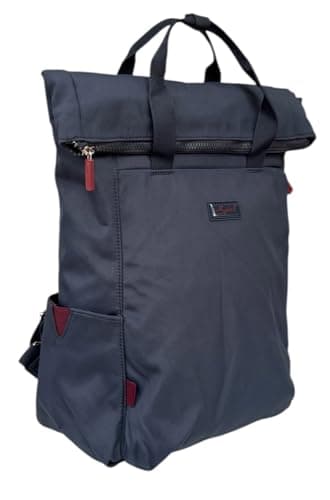 Image of Spirit - Large Rolltop Backpack - Waterproof and Lightweight Clifton Travel Backpack with Multiple Pockets and Adjustable Straps for Comfort - Holiday Rucksack (Midnight Blue/Burgundy Zips)
