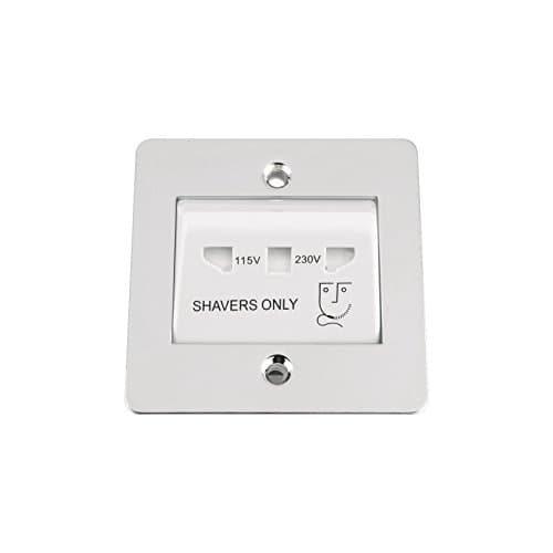 Image of Shaver Socket Dual Voltage 115V/ 230V - Single Size - Polished Chrome - Flat
