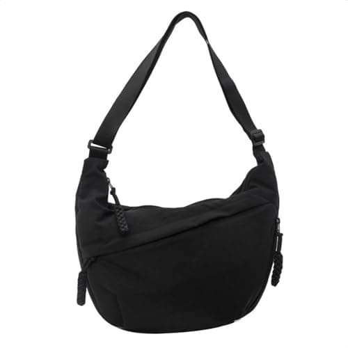 Image of HEVANCIE Half Moon Shoulder Bag Nylon Large Crossbody Bag Slouchy Bag Hobo Bag Bum Bag Crossbag Women's Shoulder Bags (Black)
