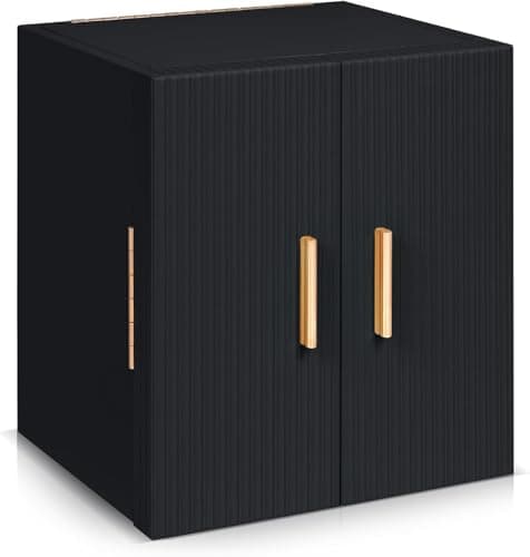 Image of Dajasan Large Jewellery Box Organiser, 4-Layer Jewellery Storage Organiser with 3 Drawers, Jewellery Case with Mirror for Women, Double Door Design, Ribbed PU Leather, Luxury Gift Idea (Black)