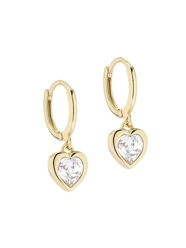 Image of Ted Baker Hanniy Crystal Heart Huggie Hoop Earrings For Women (Gold Tone/Crystal)