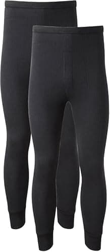 Image of BLOOM BLENDS Pack of 2 Men’s Thermal Trousers Long Johns – Warm Winter Baselayer Underwear with 0.45 TOG Rating – Soft Cotton Blend, High Rise, Machine Washable, (Medium, Black)