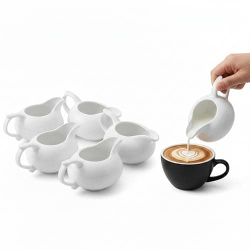 Image of 5pcs Small Gravy Boat, 120ml White Porcelain Sauce Boat Serving Dish, Microwave Safe Ceramic Gravy Pot Bowl for Salad Dressing, Milk, Coffee Latte Art, Cream, Restaurant Cafe