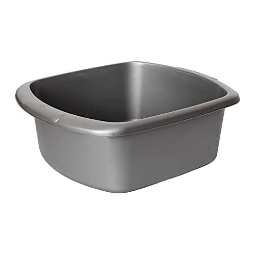 Image of VR7 Plastic Washing Up Bowl Rectangular Grey Washing Bowl for Sink Kitchen Basin Mixing Dish