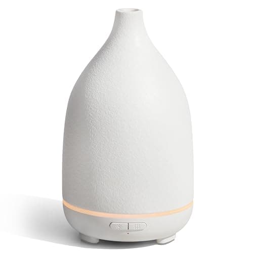 Image of InnoGear Oil Diffuser, 150ML Ceramic Diffuser for Essential Oils Handcrafted Aromatherapy Diffuser Ultrasonic Cool Mist Humidifier with 2 Mist Modes Waterless Auto Off for Room Office, White Base