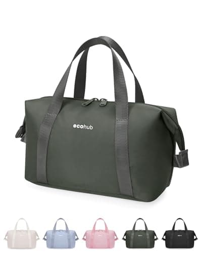 Image of ECOHUB Travel Wash Bag for Women, Water-Resistant Toiletry Bag with Wide-Open, Lightweight Makeup Cosmetic Organizer for Accessories, Recycled Saving Organizer for Full-Sized Toiletries, Green