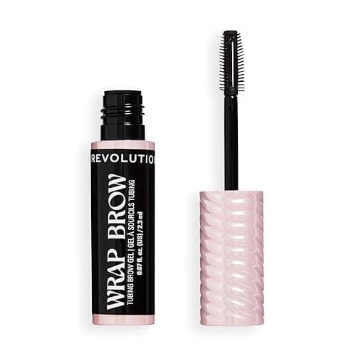 Image of Revolution Wrap Brow, Tubing Brow Gel, Shape & Sculpt, Lightweight Tint for Defined 3D Volume, Water-Resistant, Ebony Black, 2.3ml