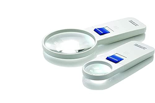 Image of Round LED Magnifier, 7X Magnification with 40mm Lens, Hand-held Magnifier, Easy On/Off Switch, Scratch-Resistant Aspheric Lens, Provides Bright Illumination, Ideal for Close Inspection Tasks