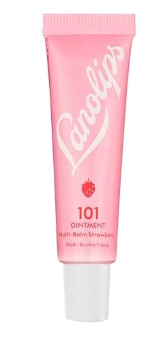 Image of Lanolips 101 Ointment Multipurpose Superbalm Strawberry - Natural Healing Moisturizer with Lanolin - Restore + Repair Cracked Lips, Cuticles, Elbows + Dry Skin - Fragrance-Free Balm (10g / 0.35oz)