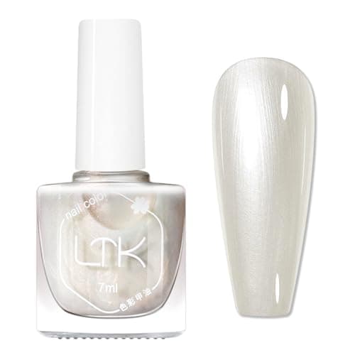 Image of Pearl Nail Polish,Aurora White Effect Nail Polish,Quick Dry Shimmer Iridescent Nail Varnish,Glitter Reflective Glossy Long Lasting Nail Paint No Need Baking & Easy to Apply