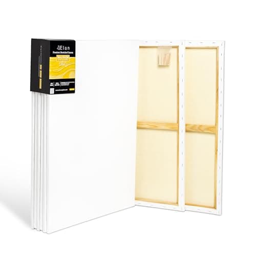 Image of Elan Stretched Canvases 50x70 CM 380 GSM, 6-Pack Art Canvases for Oil Painting, Large Canvas for Painting 380 GSM, Oil Paint Canvas 50x70 CM