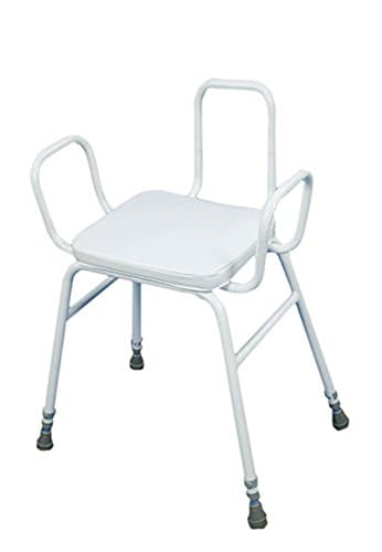Image of Aidapt Height Adjustable Perching Stool With Padded Seat and Safety Arms and Metal Back For Elderly for Users with Limited Mobility