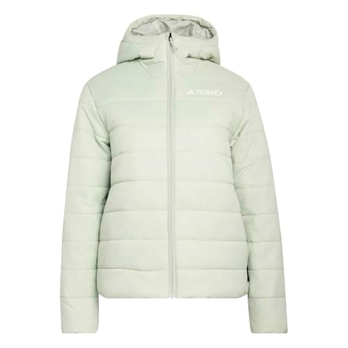 Image of adidas Women's Terrex Multi Essentials CLIMAWARM Insulated Hooded Jacket, halo green, XS