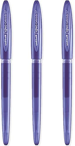 Image of uni-ball Signo UM-170 Gelstick Gel Rollerball Pen - 0.7mm Tip - Violet Ink - Pack of 3
