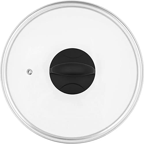 Image of Blackmoor Home 67159 24cm Tempered Glass Pan Lid | Soft Touch Handle | Suitable For Pots & Pans | Built In Steam Vent | Stainless Steel Edge