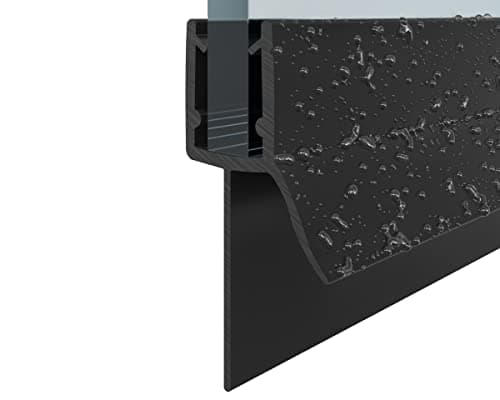Image of Black Shower Seal Model H1 for 4-6mm Glass | Choose from 12mm 17mm or 23mm Bottom fin | Shower Seal for Bath Screen or Shower Door (23mm fin 4-6mm Glass)