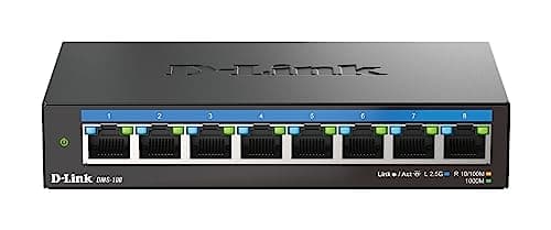 Image of D-Link DMS-108 8-Port 2.5G Multi-Gigabit Unmanaged Desktop Switch with eight 2.5 Gigabit Ports, Fanless, Low Profile, Compact, Metal Housing, QoS, Plug and Play