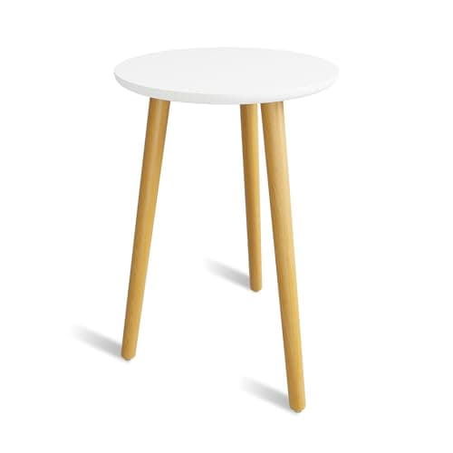 Image of Bamworld Tall Plant Stand Indoor Round Plant Shelf Wood Plant Table for Flower Pots Heavy Duty Mid Century Plant Holder Modern Home Decor Small Round Side End Table White