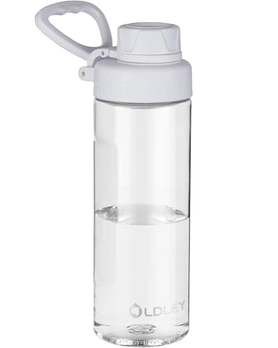 Image of OLDLEY 600ml/20oz Water Bottle BPA Free Tritan Clear Water Bottle with Screw Lid & Carry Loop Reusable Leakproof Drinking Bottle for Sports, Gym, School, Outdoor (Transparent)