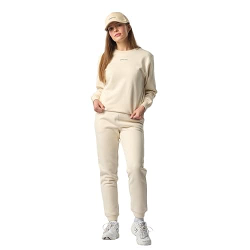 Image of Omnitau Women's Tulsa Organic Cotton Casual Fit Jogger Sweat Pants (UK, Alpha, M, Regular, Regular, Cream)
