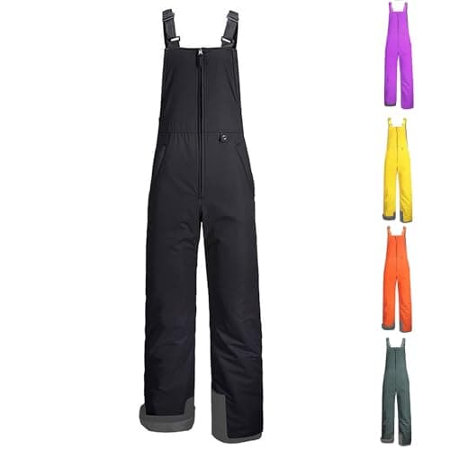 Image of Salopettes Girls Ski Suit Water Resistant Overalls Snow Trousers Snowboard Bib Pants Skiing Insulated Thermal Snowsuit Jumpsuit with Pockets Plus Size S-XL Black