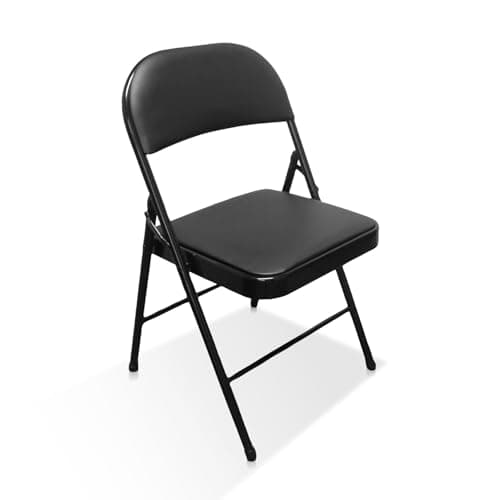 Image of Royalford Heavy Duty Folding Padded Chair with Metal Frame Padded Seat Foldable Chair for Outdoor & Indoor Home Office Dining Easy Store Back Rest Computer Desk Chairs, Black